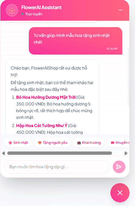 Website bán hoa tích hợp chatbot tư vấn thông minh thumbnail 2