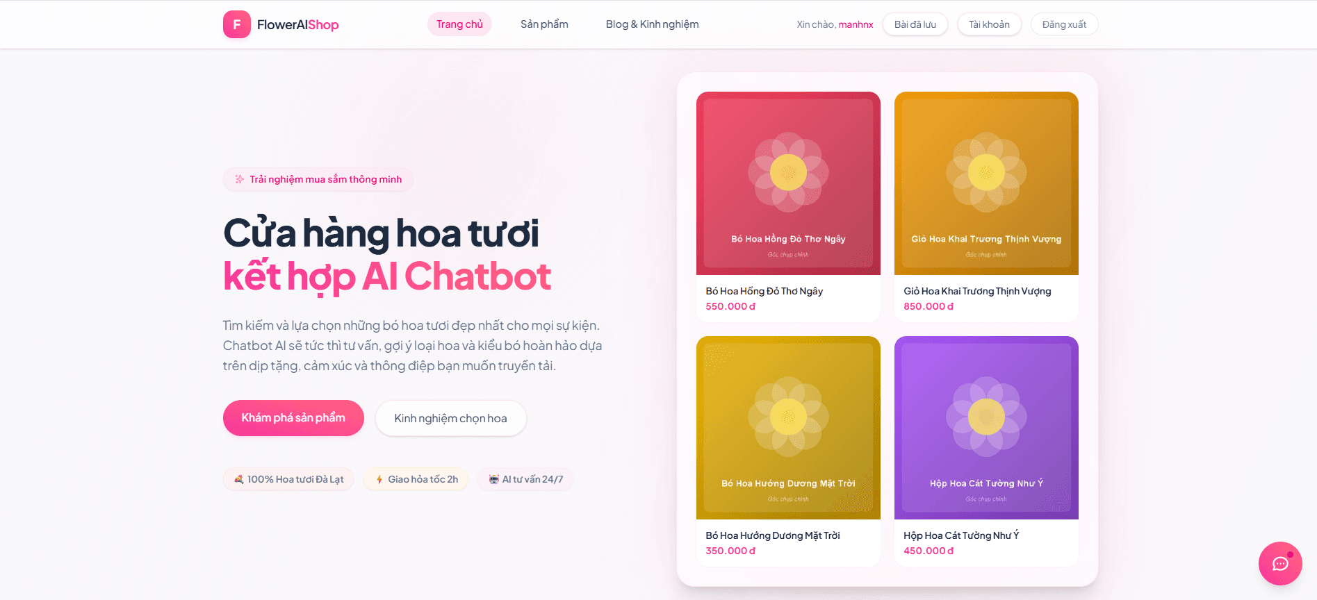 Website bán hoa tích hợp chatbot tư vấn thông minh thumbnail 3