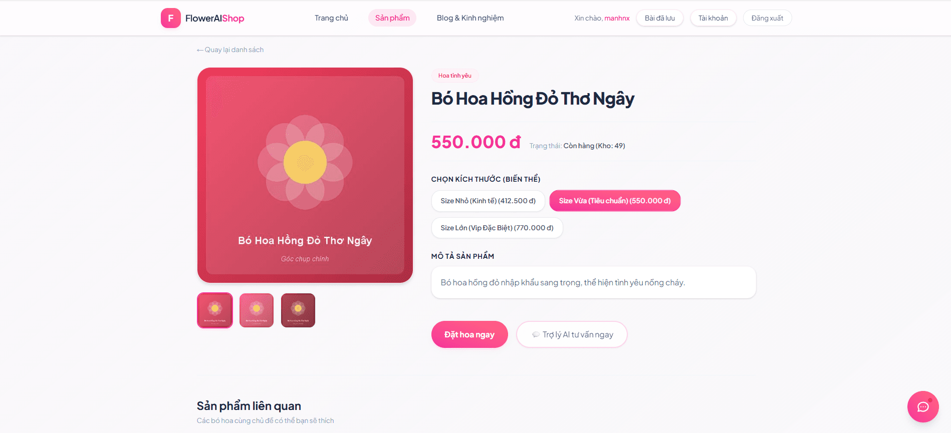 Website bán hoa tích hợp chatbot tư vấn thông minh thumbnail 4