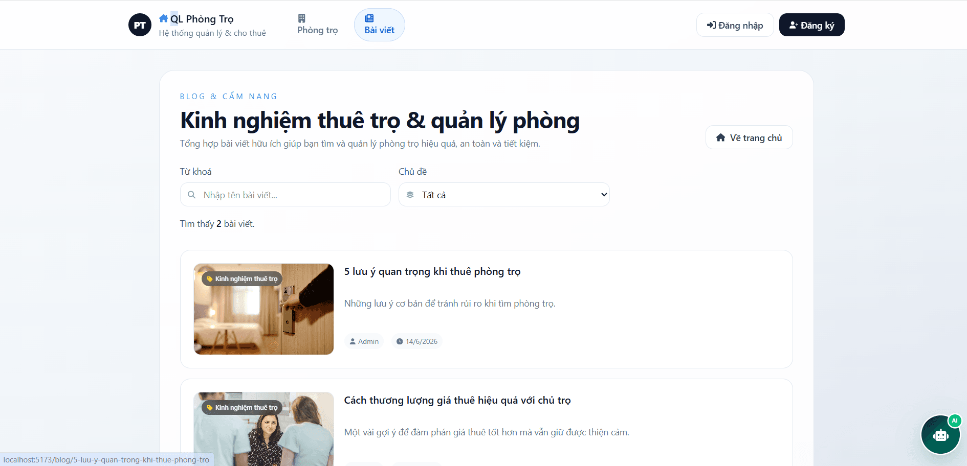 Website Quản Lý Phòng Trọ Tích Hợp AI Tư Vấn Và Cổng Thanh Toán VNPay cover