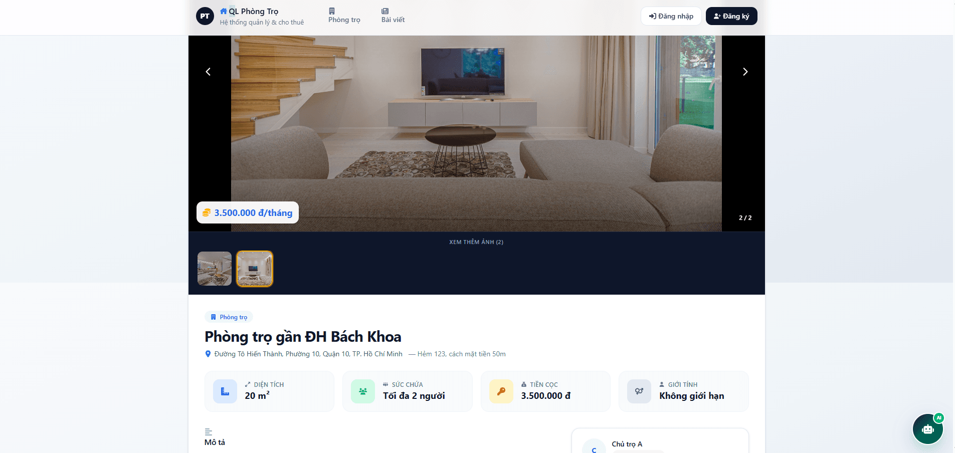 Website Quản Lý Phòng Trọ Tích Hợp AI Tư Vấn Và Cổng Thanh Toán VNPay thumbnail 6